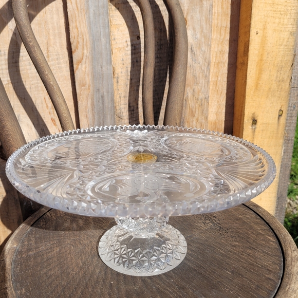 Vintage Hofbauer Crystal Swan Cake Stand 11" - Picture 9 of 12